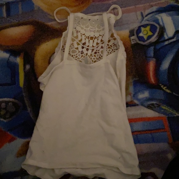white bozzolo tank top with lace on the chest - Picture 4 of 4